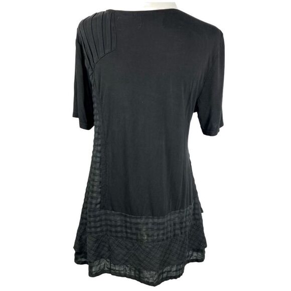 Domin Women's Black Gray Plaid Wrap Tunic Shirt Dress Size T4 (Medium-Large) - Picture 9 of 12